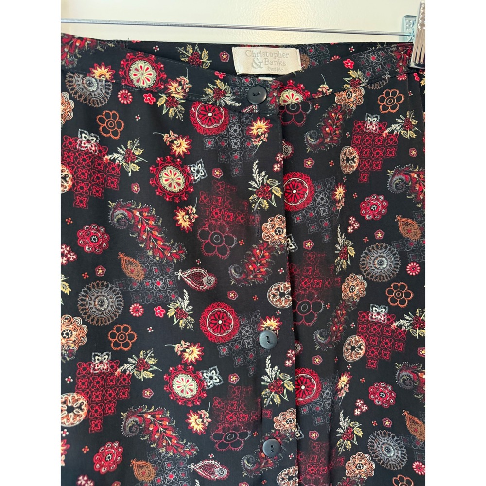 Dark Academia whimsigoth folk art midi skirt 12P vintage Christopher & Banks - Picture 2 of 4